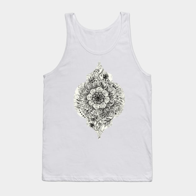 Messy Boho Floral in Charcoal and Cream Tank Top by micklyn